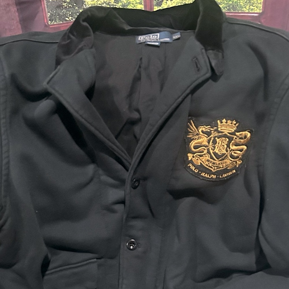 Polo Ralph Lauren XXL Sweatshirt Blazer Velvet Collar — Distressed Hybrid Jacket